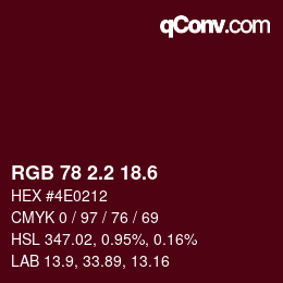 カラーコード: RGB 78 2.2 18.6 | qconv.com