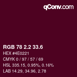 カラーコード: RGB 78 2.2 33.6 | qconv.com