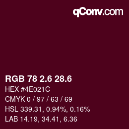 カラーコード: RGB 78 2.6 28.6 | qconv.com