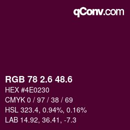 カラーコード: RGB 78 2.6 48.6 | qconv.com