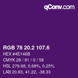 カラーコード: RGB 78 20.2 107.6 | qconv.com