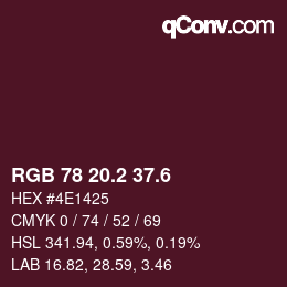 カラーコード: RGB 78 20.2 37.6 | qconv.com
