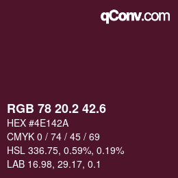 カラーコード: RGB 78 20.2 42.6 | qconv.com