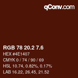 カラーコード: RGB 78 20.2 7.6 | qconv.com