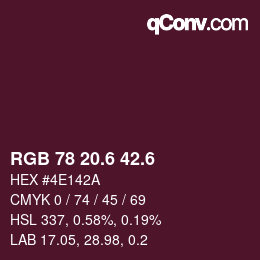 カラーコード: RGB 78 20.6 42.6 | qconv.com