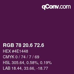 カラーコード: RGB 78 20.6 72.6 | qconv.com