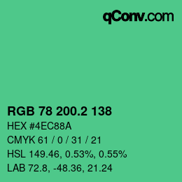 カラーコード: RGB 78 200.2 138 | qconv.com