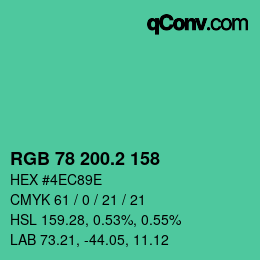 カラーコード: RGB 78 200.2 158 | qconv.com