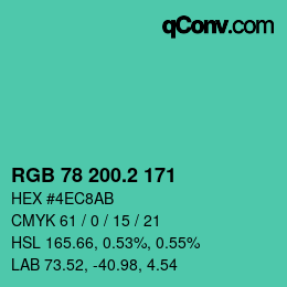 カラーコード: RGB 78 200.2 171 | qconv.com