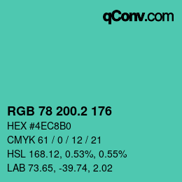 カラーコード: RGB 78 200.2 176 | qconv.com