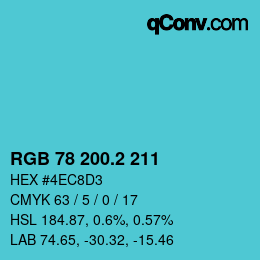 カラーコード: RGB 78 200.2 211 | qconv.com