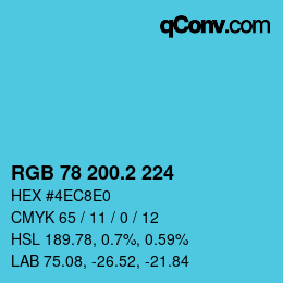 カラーコード: RGB 78 200.2 224 | qconv.com