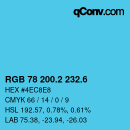 カラーコード: RGB 78 200.2 232.6 | qconv.com