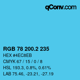カラーコード: RGB 78 200.2 235 | qconv.com