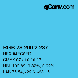 カラーコード: RGB 78 200.2 237 | qconv.com