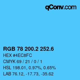 カラーコード: RGB 78 200.2 252.6 | qconv.com