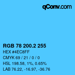 カラーコード: RGB 78 200.2 255 | qconv.com