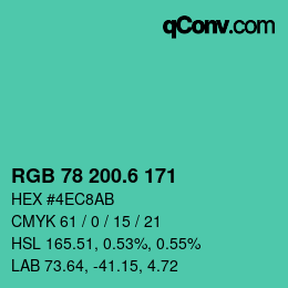 カラーコード: RGB 78 200.6 171 | qconv.com