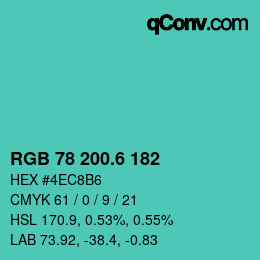カラーコード: RGB 78 200.6 182 | qconv.com