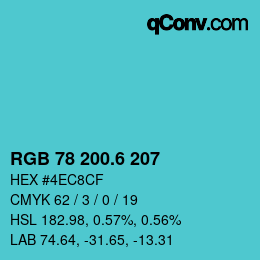 カラーコード: RGB 78 200.6 207 | qconv.com