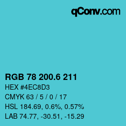カラーコード: RGB 78 200.6 211 | qconv.com