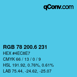 カラーコード: RGB 78 200.6 231 | qconv.com