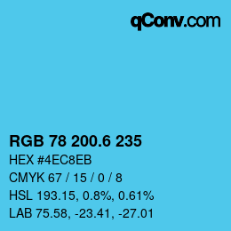 カラーコード: RGB 78 200.6 235 | qconv.com