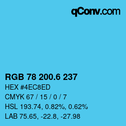 カラーコード: RGB 78 200.6 237 | qconv.com