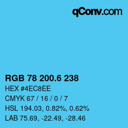 カラーコード: RGB 78 200.6 238 | qconv.com