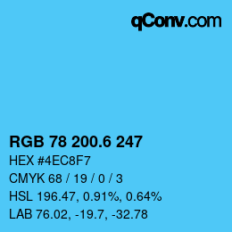 カラーコード: RGB 78 200.6 247 | qconv.com