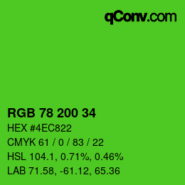 Farbcode: RGB 78 200 34 | qconv.com
