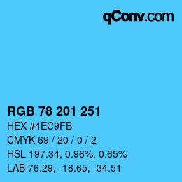 颜色代码: RGB 78 201 251 | qconv.com