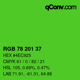 Color code: RGB 78 201 37 | qconv.com