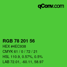 カラーコード: RGB 78 201 56 | qconv.com
