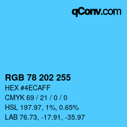 Color code: RGB 78 202 255 | qconv.com