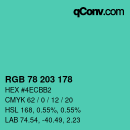 Farbcode: RGB 78 203 178 | qconv.com