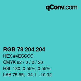 Color code: RGB 78 204 204 | qconv.com