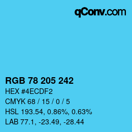 Color code: RGB 78 205 242 | qconv.com