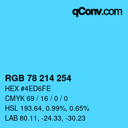 Color code: RGB 78 214 254 | qconv.com