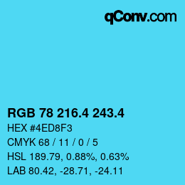 カラーコード: RGB 78 216.4 243.4 | qconv.com