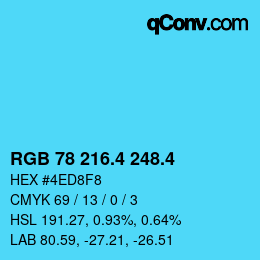 カラーコード: RGB 78 216.4 248.4 | qconv.com