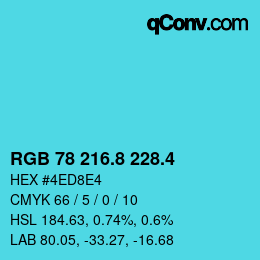 カラーコード: RGB 78 216.8 228.4 | qconv.com
