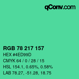 カラーコード: RGB 78 217 157 | qconv.com