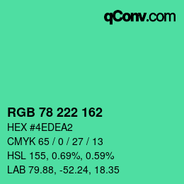 Color code: RGB 78 222 162 | qconv.com