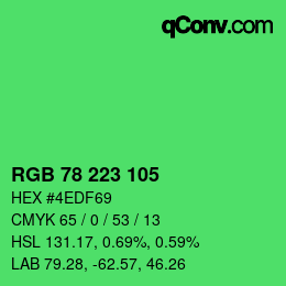 カラーコード: RGB 78 223 105 | qconv.com