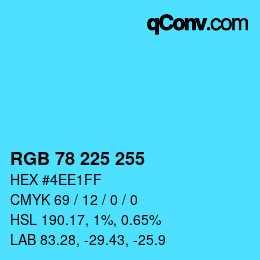 Color code: RGB 78 225 255 | qconv.com