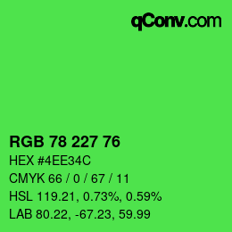 颜色代码: RGB 78 227 76 | qconv.com