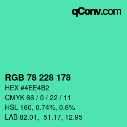 Código de color: RGB 78 228 178 | qconv.com
