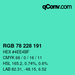 Código de color: RGB 78 228 191 | qconv.com
