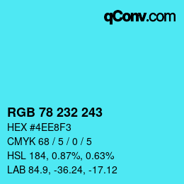 Color code: RGB 78 232 243 | qconv.com